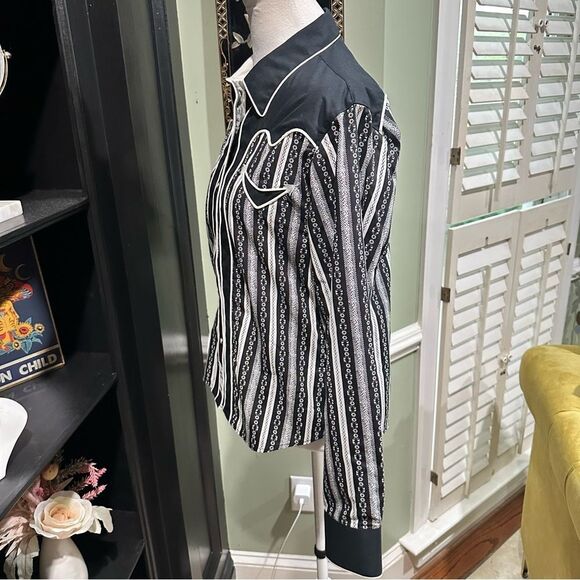 Panhandle Slim Black and White Western Button Down Size Medium - Picture 12 of 14